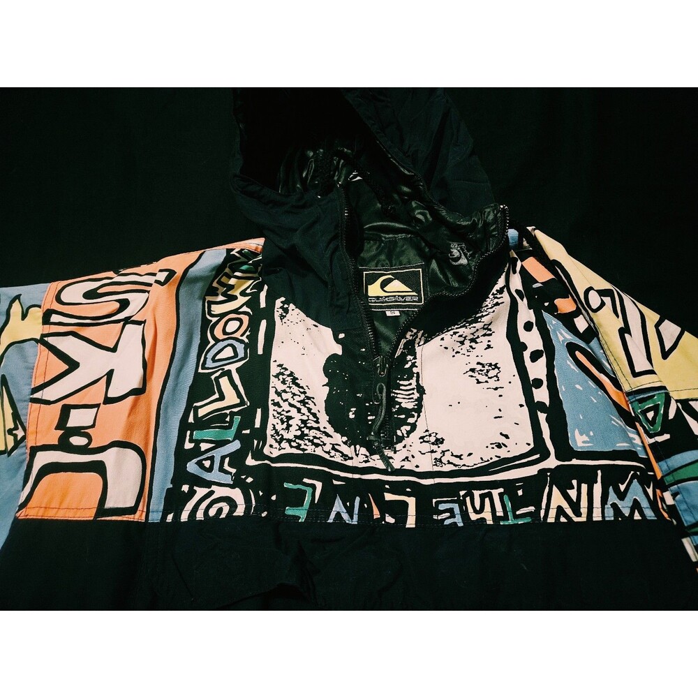 Vintage 80s 90s Quiksilver Surf Skate Jacket with Graphic Sleeves RaD & RaRE - Picture 4 of 13